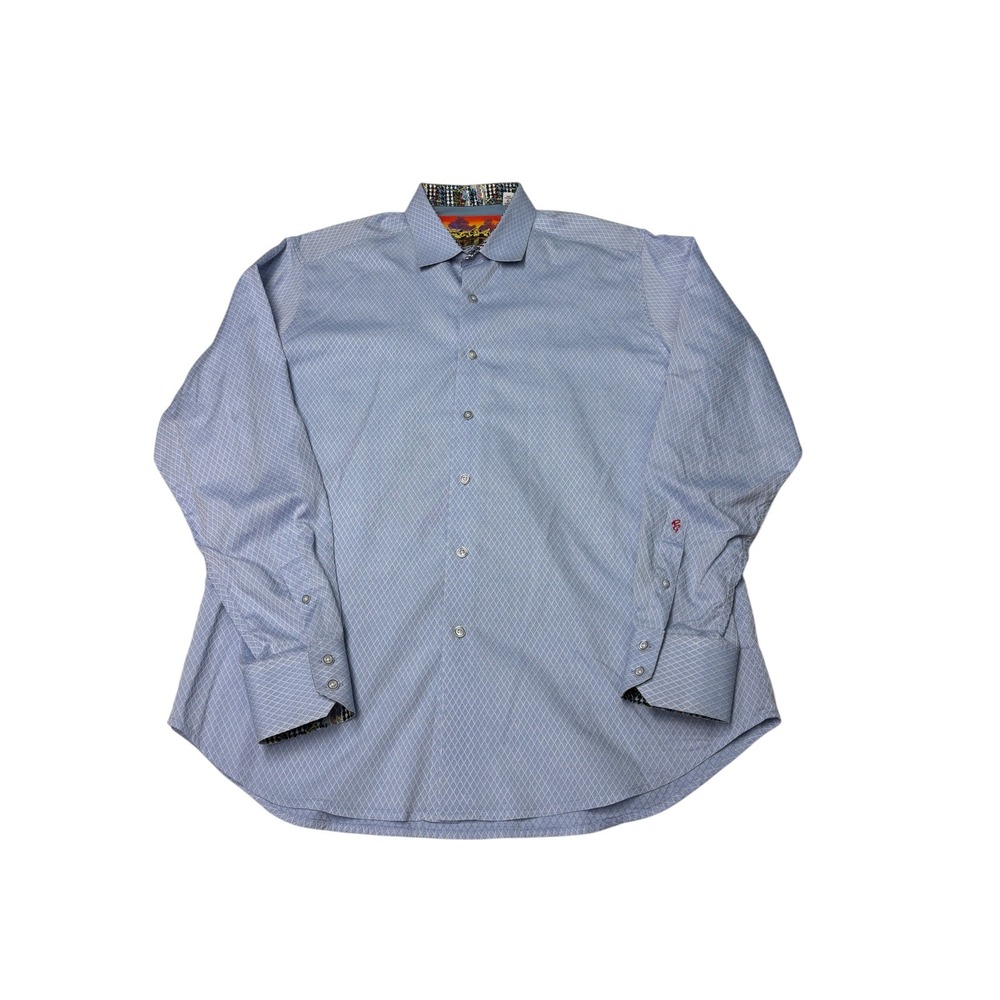 Robert Graham Mens Classic Fit Blue Diamond Geometric Long‎ Sleeve Shirt Large